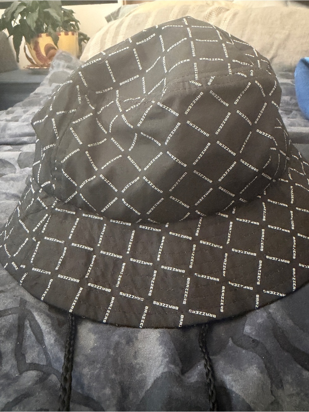 Brazzers Bucket Hat with Strap Unisex Adult Black Logo NEW